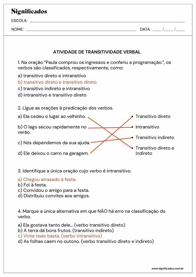 atividade de transitividade verbal 7 ano_respostas