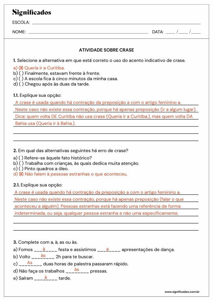 atividade sobre crase para 9º ano_resposta