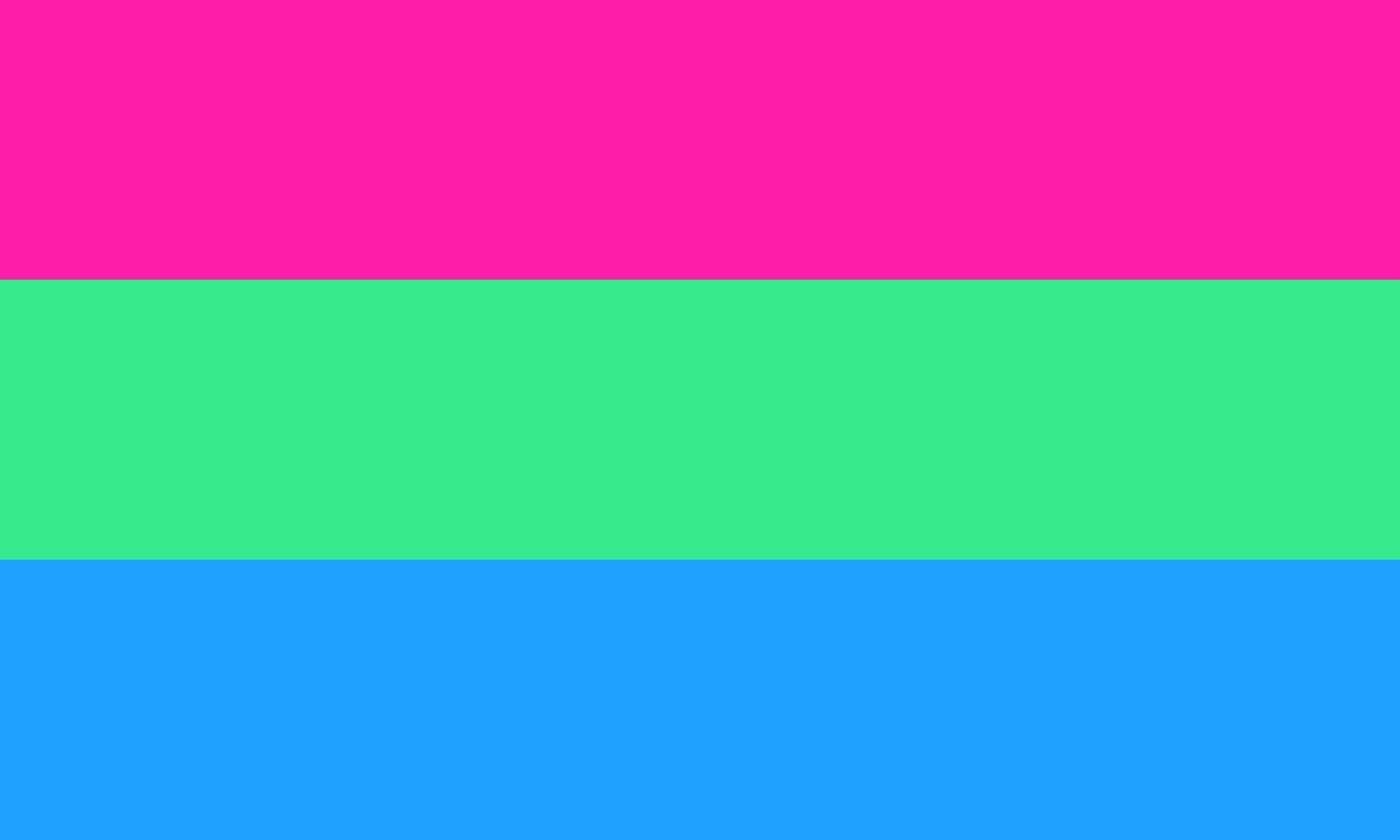 Bandeira polissexual com as cores rosa, verde-água e azul.