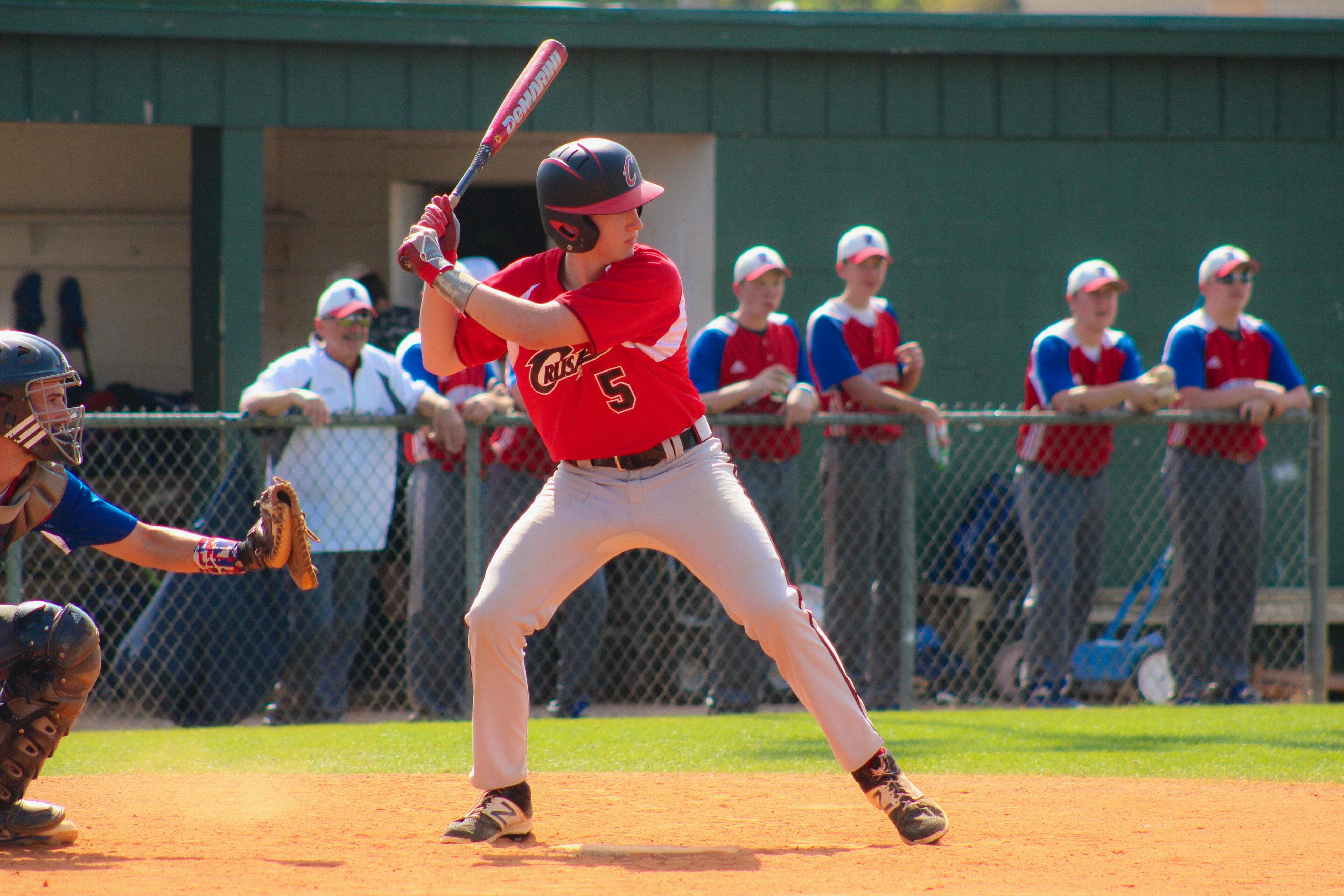 Jogador durante partida de beisebol.