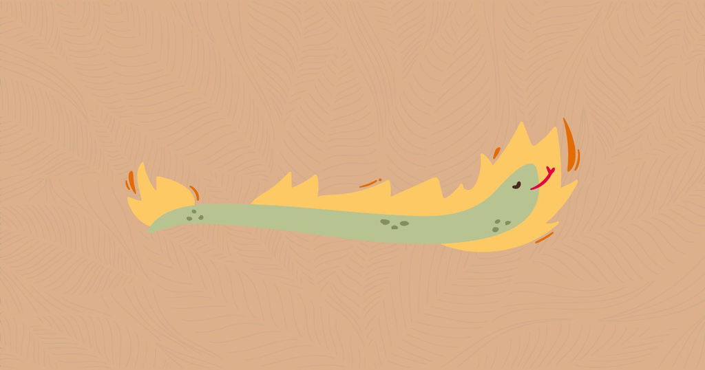 Ilustração sobre a lenda do Boitatá, uma cobra de fogo.