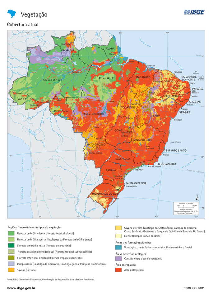 Mapa da vegetação brasileira