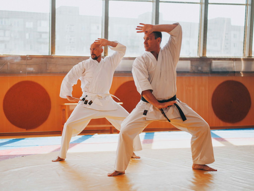 Caratecas praticando kata