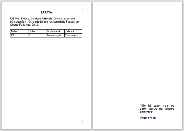 Errata e Epígrafe - ABNT
