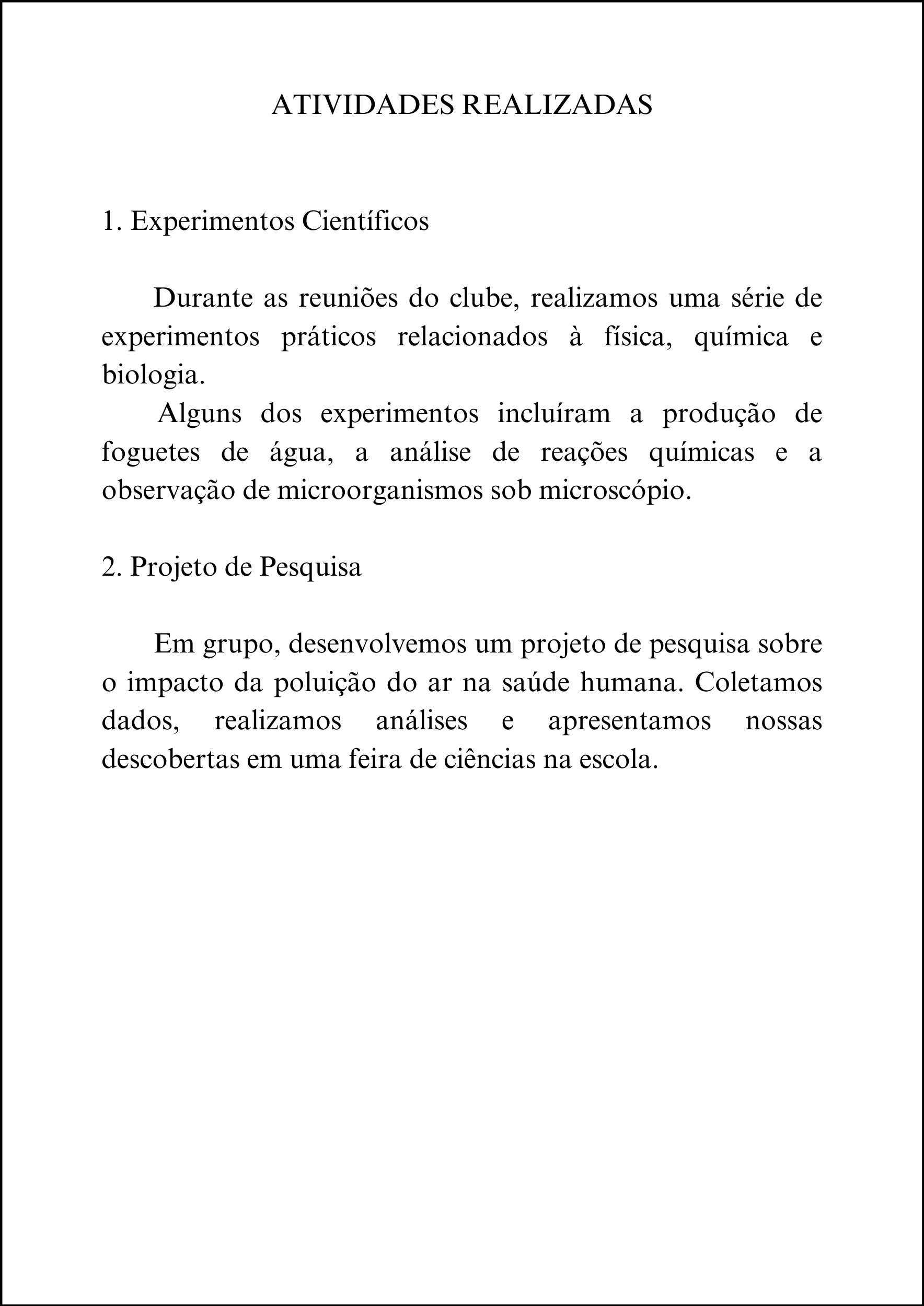 Exemplo De Relatório Escolar Simples - ROAREDU