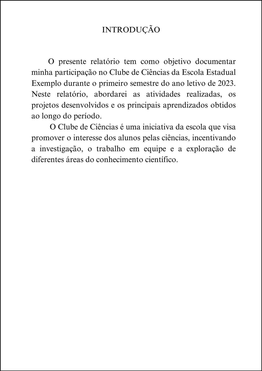 Exemplo de introdução