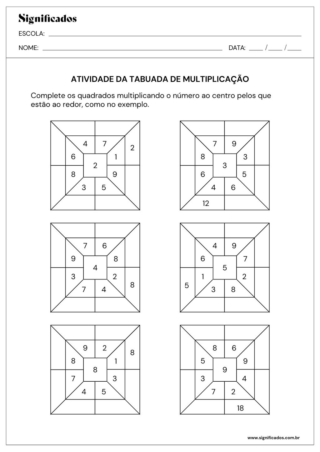 Atividade de multiplicação