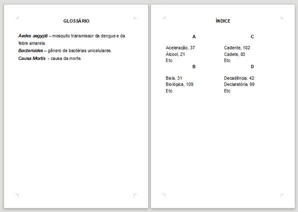 Glossário e Índice - ABNT