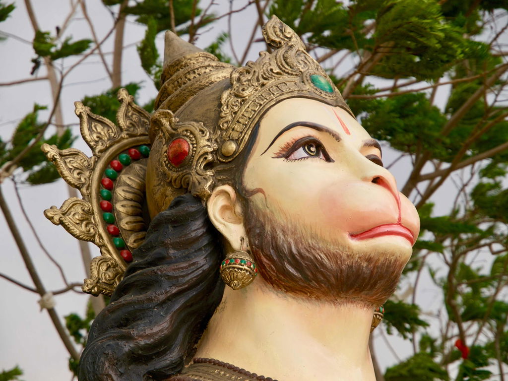 Detalhe de uma estátua de Hanuman