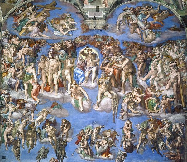 O dia do Juízo Final pintado por Michelangelo, Capela Sistina (Vaticano/Itália)