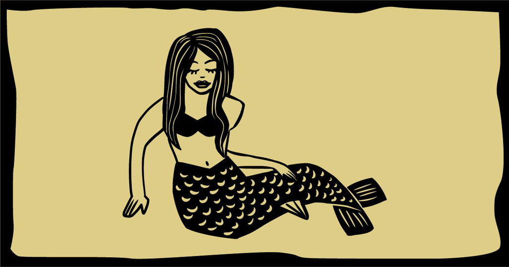 Lenda da Iara, bela sereia de cabelos escuros.