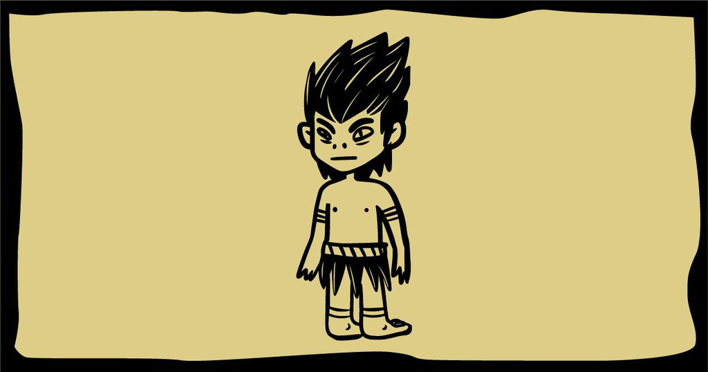 Lenda do Curupira, menino indígena com os pés voltados para trás.