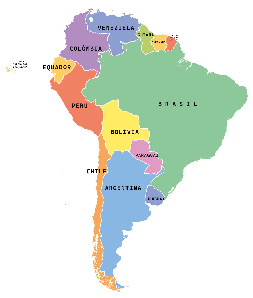 Mapa da América do Sul: países, regiões, bandeiras e geografia - Enciclopédia  Significados