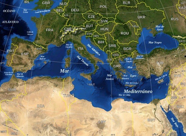 Mar Mediterrâneo, Mar Vermelho e Mar Negro