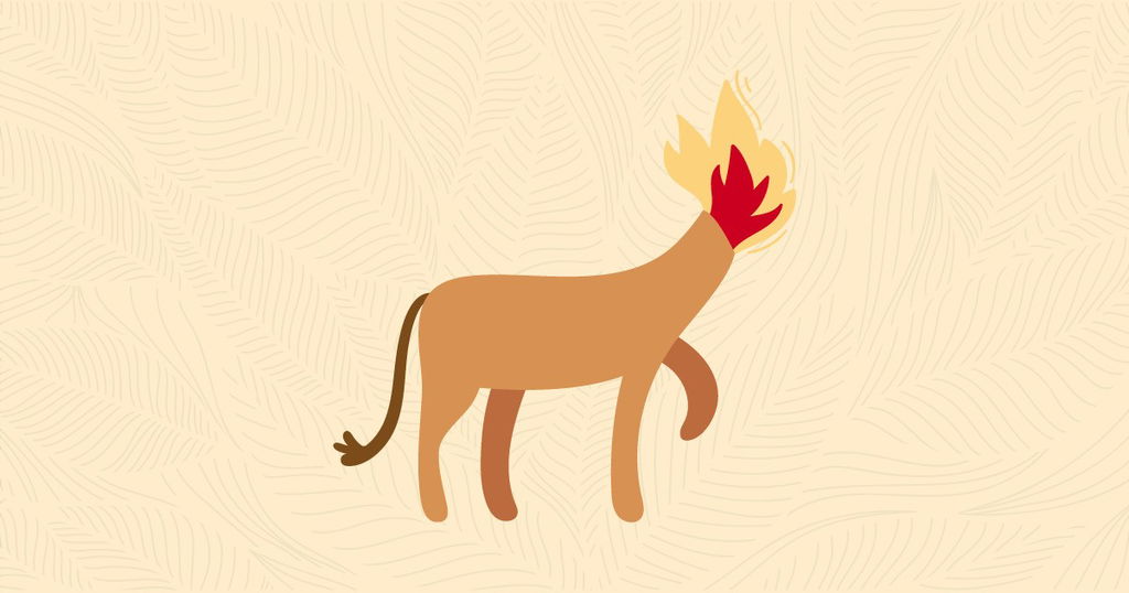 Ilustração da lenda da Mula-sem-cabeça, mula que tem uma chama de fogo no lugar da cabeça.