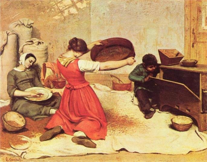 Mulheres peneirando trigo, Gustave Courbet