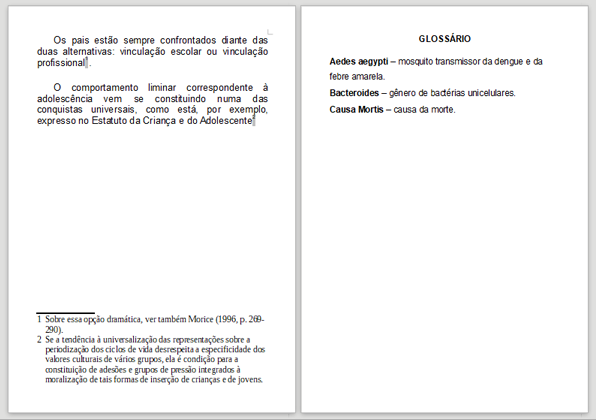 Notas Explicativas e Glossário - Artigo Científico
