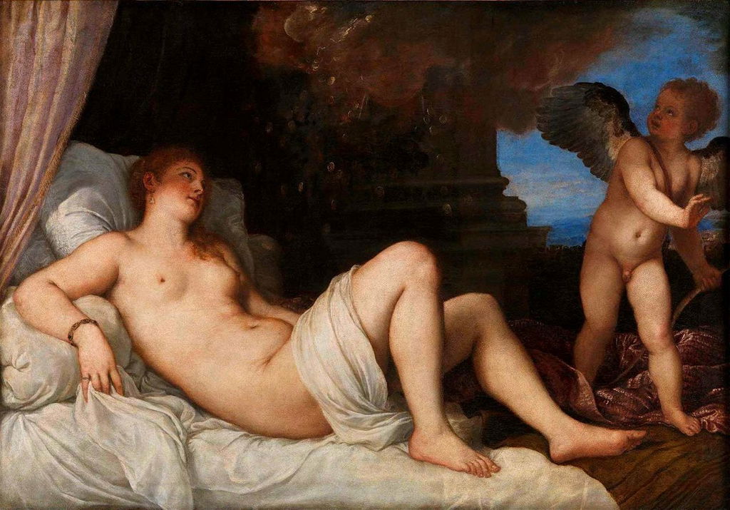 Pintura de Dânae e Zeus, de Tiziano