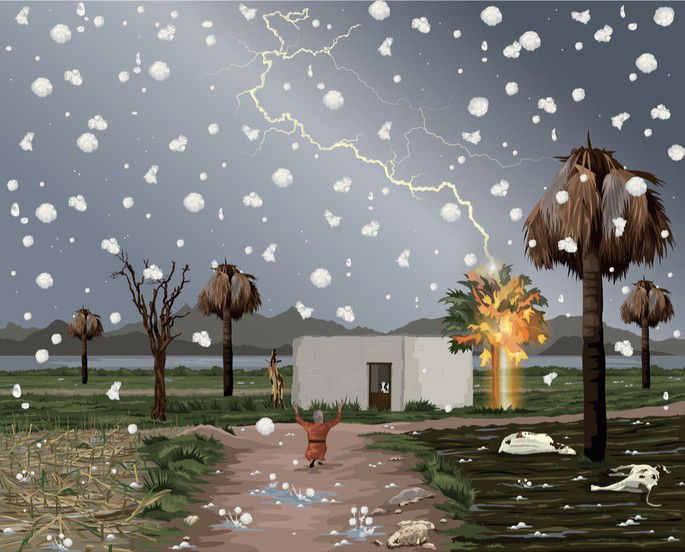 Sétima praga do Egito: chuva de pedras.