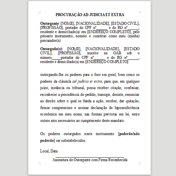 Procuração Ad Judicia et Extra