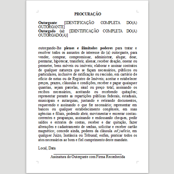 Procuração Plenos Poderes