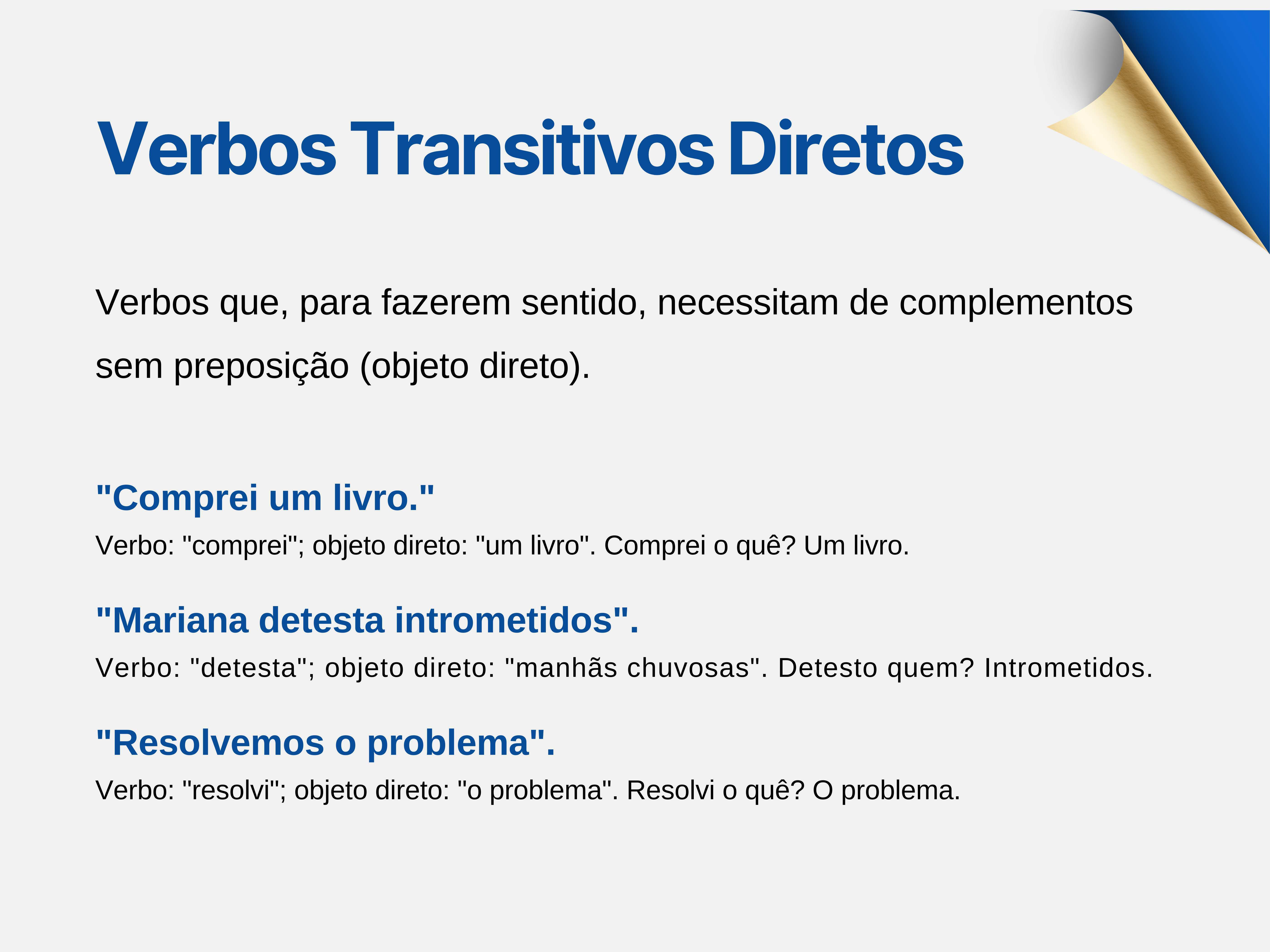 Verbos transitivos diretos